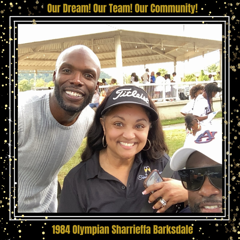 Sharrieffa Barksdale taking a selfie with supporters at a community gathering